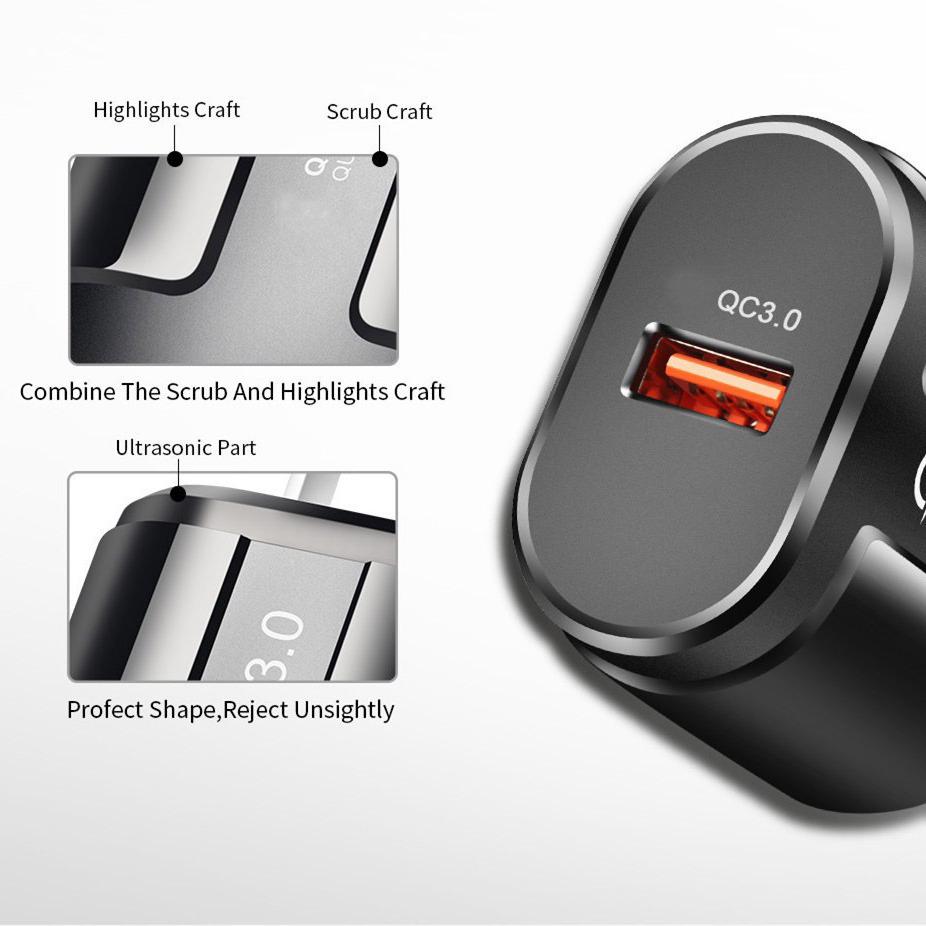 18W QC3.0 Fast Charging Single Port Travel Phone Charger Plug