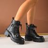 Large Size Locomotive Boots Women's Autumn and Winter New Lace-up Fashion Medium Tube Martin Boots Snow Boots Women