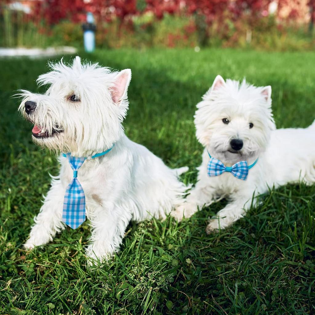 Reginary 100 Pieces Dog Bow Tie Collar Set Includes 50 Neckties and 50 Bow Ties Adjustable Cat Dog Bowties Neckties for Small Medium Puppy Cat Hawaii
