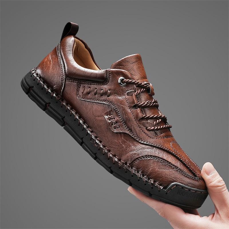 Hot Sale Soft Sole Lace-up Hiking Shoes Leisure Business Man Sneakers Lightweight Loafers Genuine Leather Casual Shoes Trainers