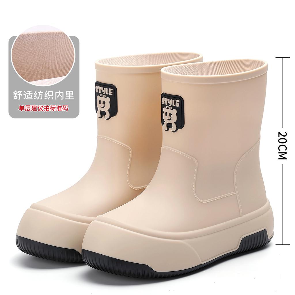Rain Shoes Women's Lightweight Short Tube Water Shoes Bundle Women's Rain Boots Waterproof Ultra-light Fashion Soft Sole Outer Wear Women