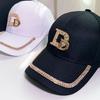 Women Baseball Caps Gold Rhinestones Shining M or D Causal Black White Fashion Cotton Snapback Hat Hiphop Şapka Caps for Girls