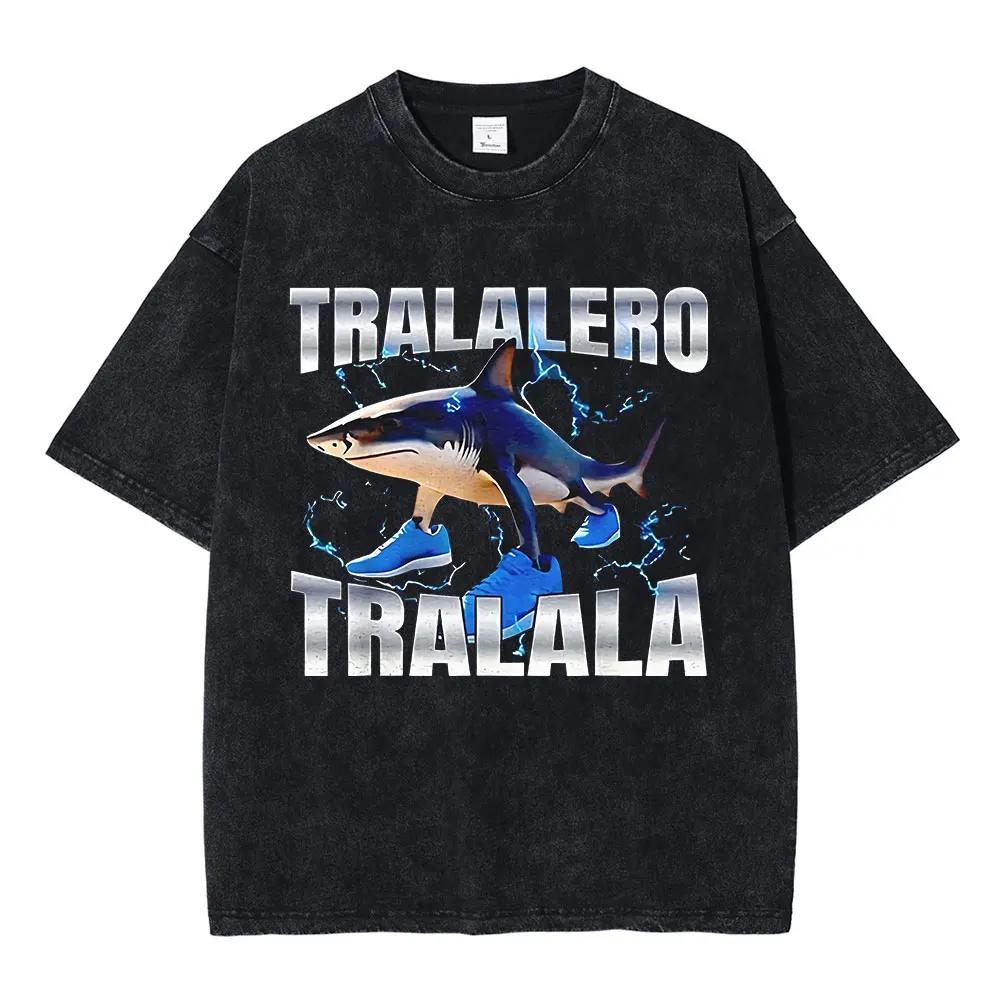 Italienischer Hirnfurz Lustige Meme T-Shirts Tralalero Tralala Tung Tung Tung Sahur Bombardiro Krokodil Brr Brr Patapim Gewaschene T-Shirts