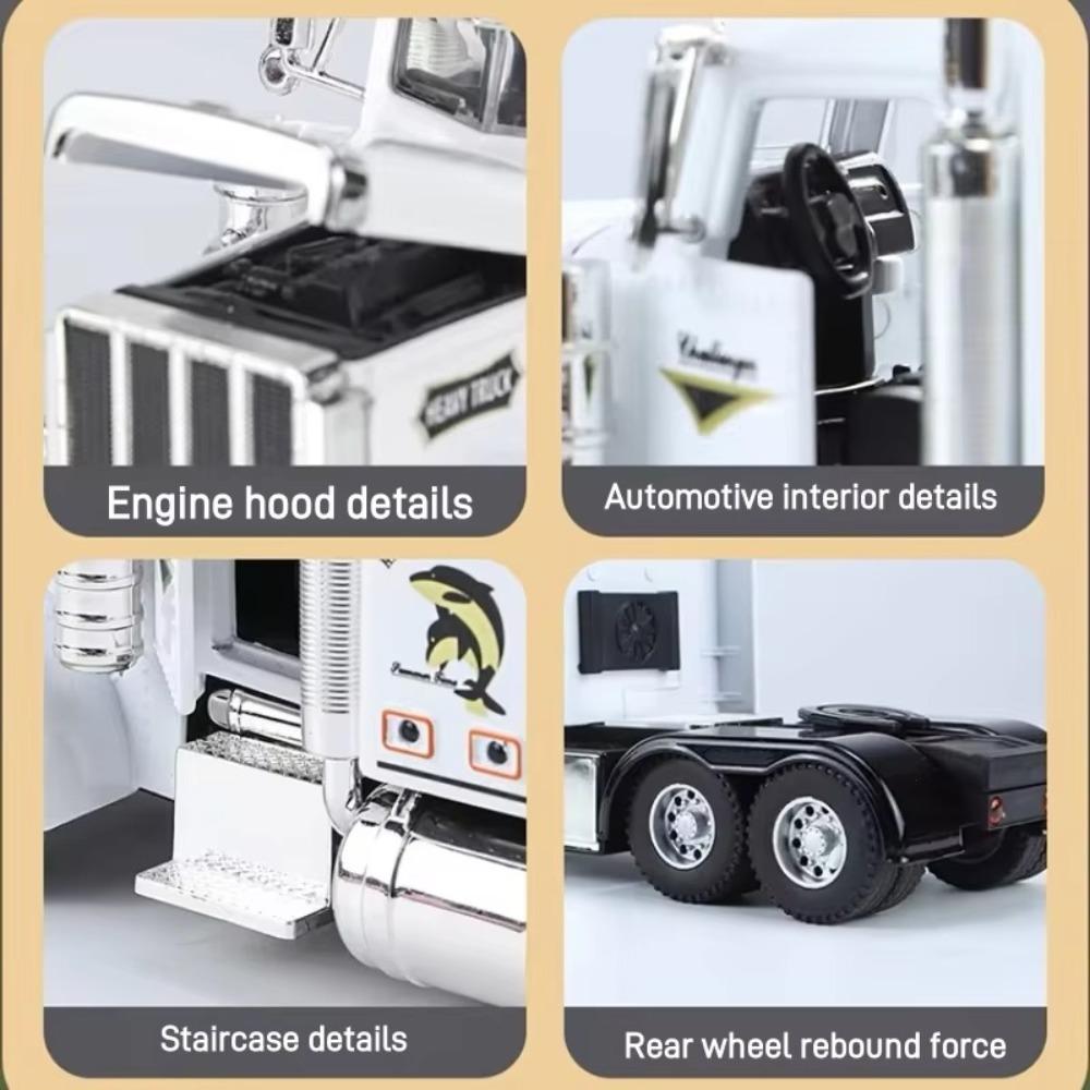 Funny 1:24 American Truck Model Sound And Light Vehicles Gifts Container Truck Simulation Alloy Heavy Truck Model Decoration