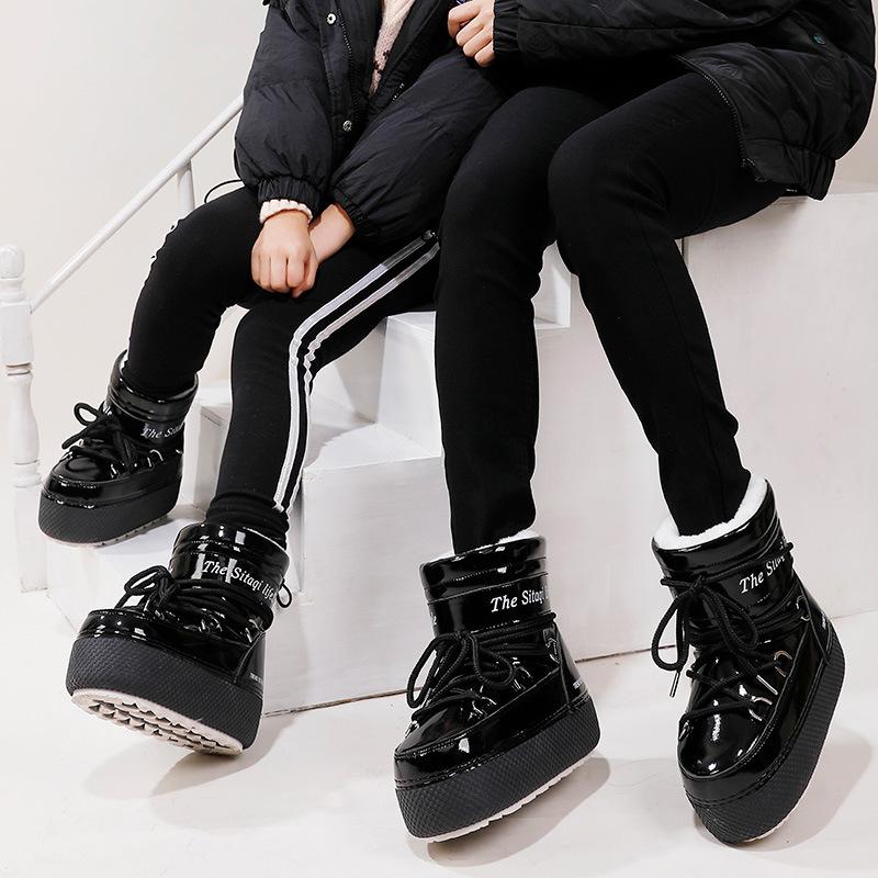 New Parent-child Snow Boots Warm Thickened Velvet Space Boots Anti-splashing Water Heightening Non-slip Snow Boots