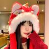 Thickened New Year Red Cap Ears Can Move Plush Beanies Fashion Lion Dance Hat  Outdoor