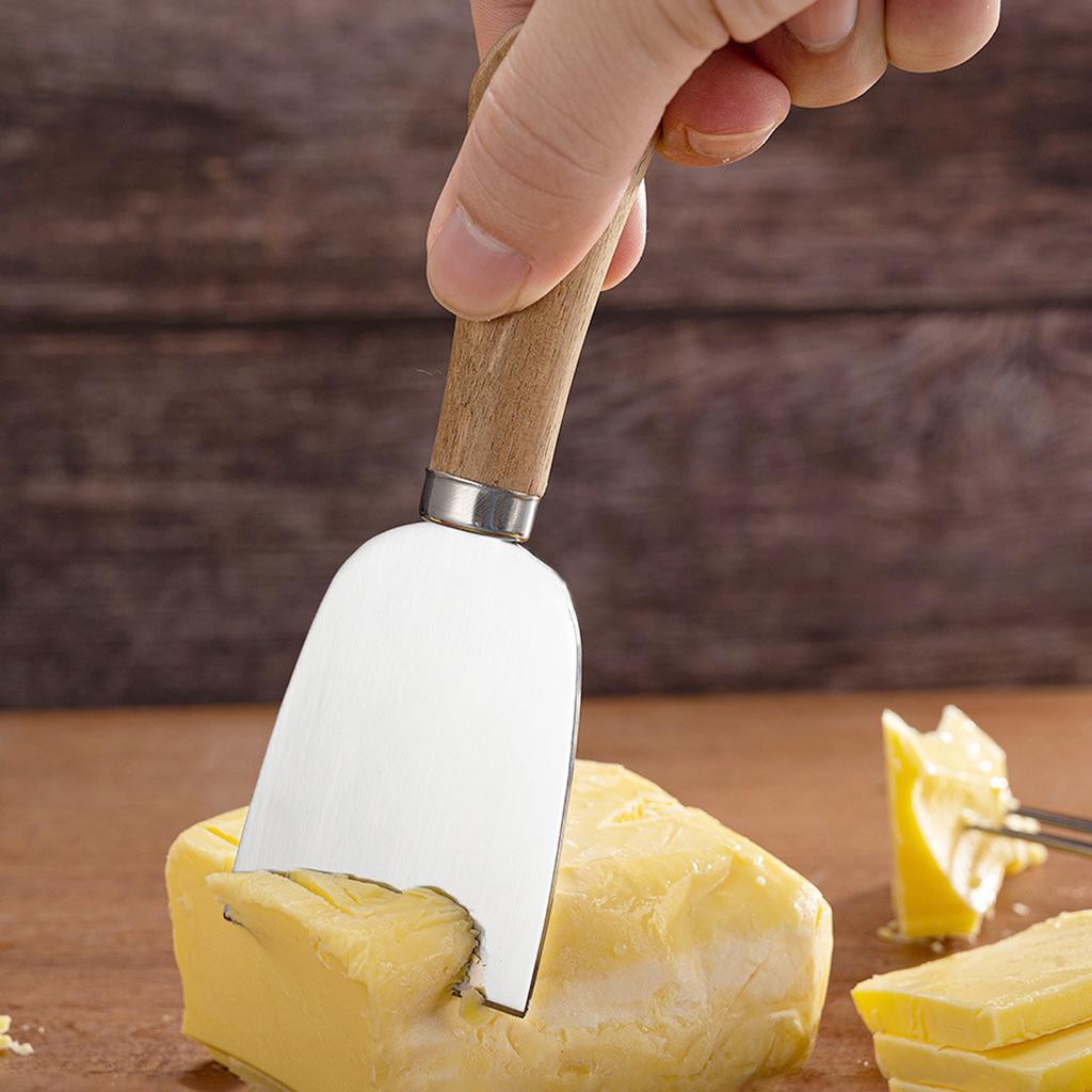 Leeseph 4pcs Cheese Knives Set with Wooden Handle, Steel Stainless Cheese Knife for Charcuterie Cheese Spread and Butter Cutter