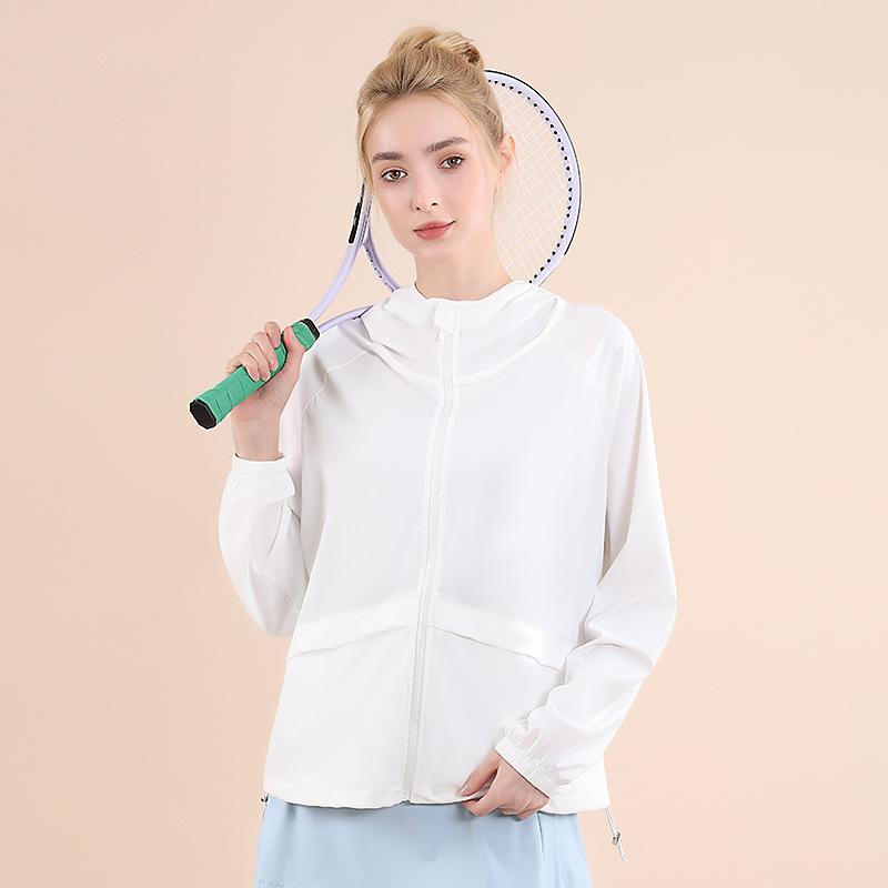 Outdoor Sports Loose Breathable Anti-ultraviolet Hooded Jacket Women's Summer Quick-drying Light Cool Drawstring Sunscreen Clothing