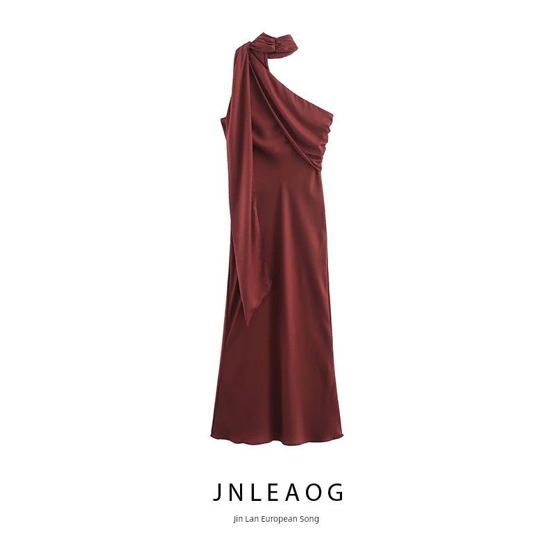 Jnleaog New Women clothes Western Style French style Design Asymmetric Scarf Midi Dress 5029170
