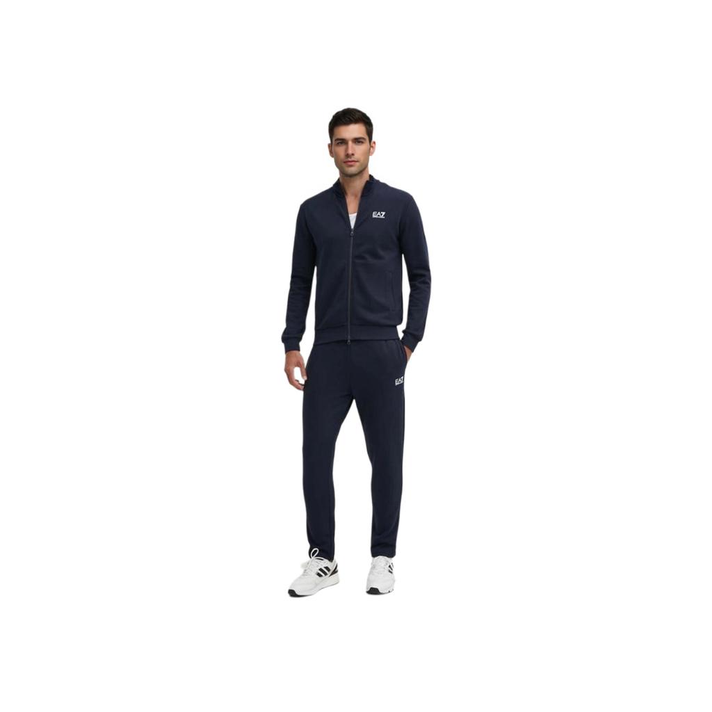 Emporio Armani EA7 Solid Color Stand Collar Zip Casual Sports Suit Men suits Navy-Blue 8NPV67-PJVTZ-1562