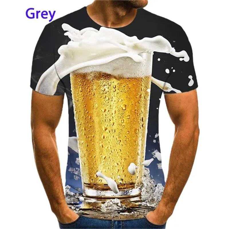 

Футболка с принтом Beer Cheers для мужчин, летние крутые мужские футболки с 3D-графикой Beer Bubble, футболки с короткими рукавами, модные повседневные топы, футболки 4XL
