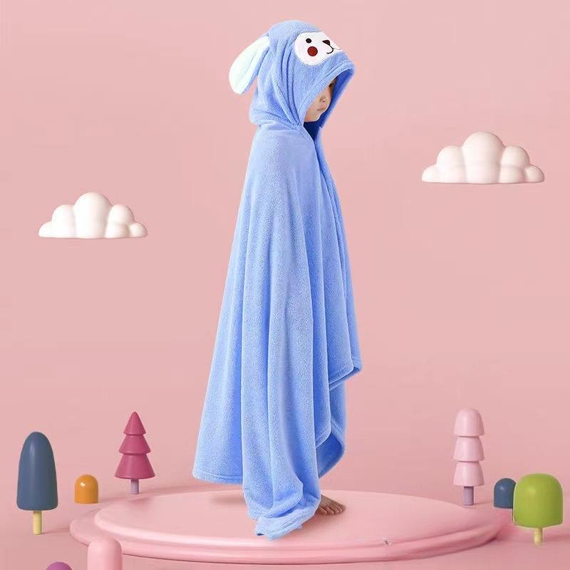 Children's Bath Towels Cape Coral Fleece Baby Baby Hooded Cape Bathrobe Beach Cartoon Can Be Worn Wrap Absorbent