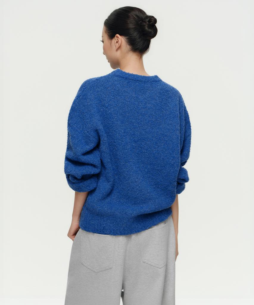 MUSINSA STANDARD WOMAN Women'S Boucle Relaxed Crew Neck Knit [Blue]