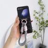 Down Jacket Style PU Leather Cover with Wrist Strap Bracelet For Samsung Galaxy Z Flip 6 5 4 3 Hard Hinge Protective Phone Case