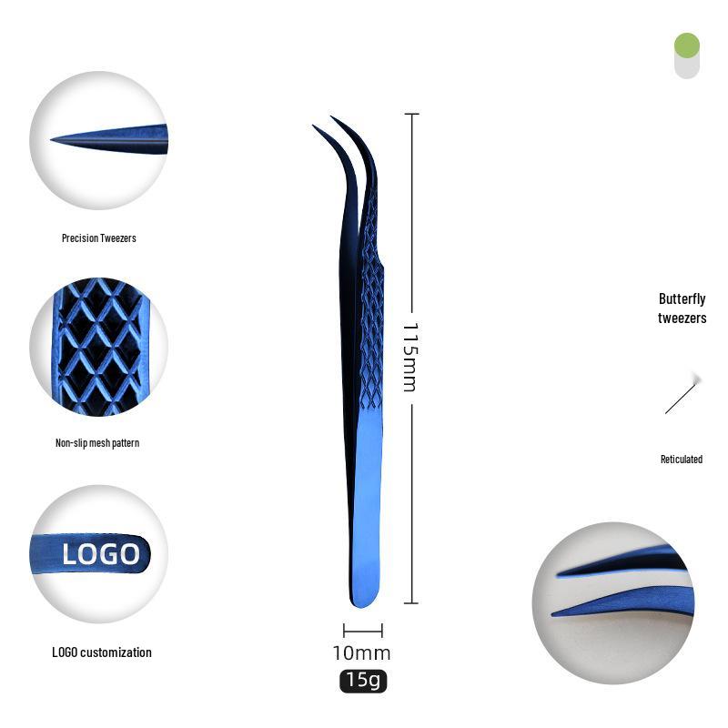 Golden Feather Stainless Steel Eyelash Tweezers for Grafting and Extensions