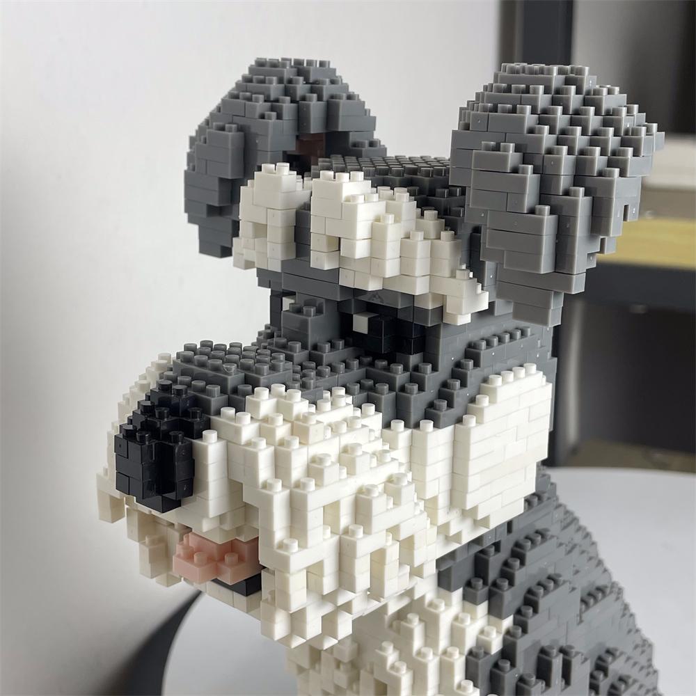 Kannte Gebaut Schnauzer Hund Modell Micro Mini Bausteine Spielzeug Perfektes Spielzeug für Haustierliebhaber Schönes Ausstellungsstück Dackel Haustier