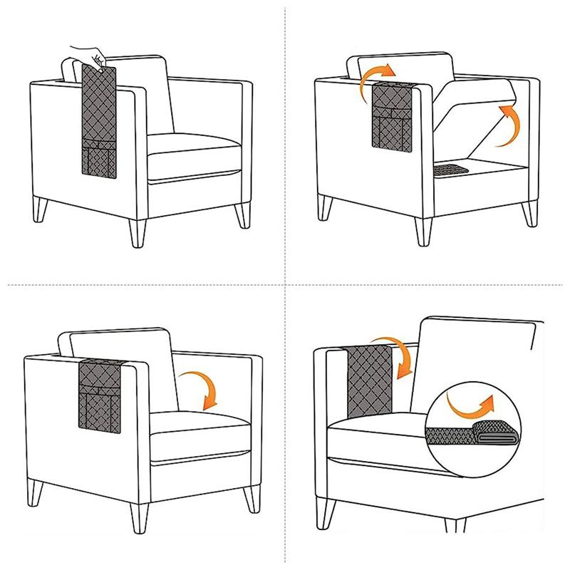 1Pc Sofa Armrest Cover With Pockets Water Repellent Plaid Furniture Couch Cover Storage Bag Chair Covers For Living Room Home