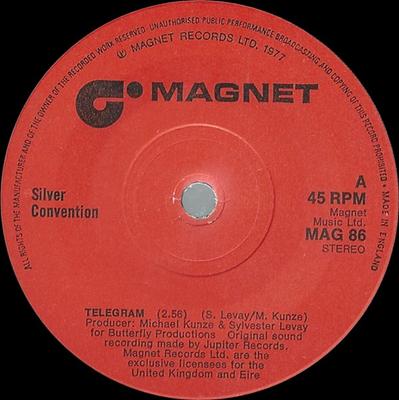 7palcová deska SILVER CONVENTION - Telegram MAG86 MAGNET 1977 UK Soul/Funk Použitá