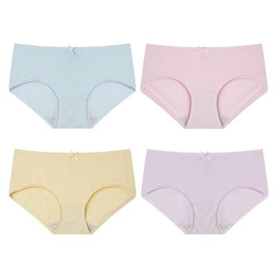 Yiershuang Women's 4-Pack Pure Cotton Antibacterial Low-Rise Briefs