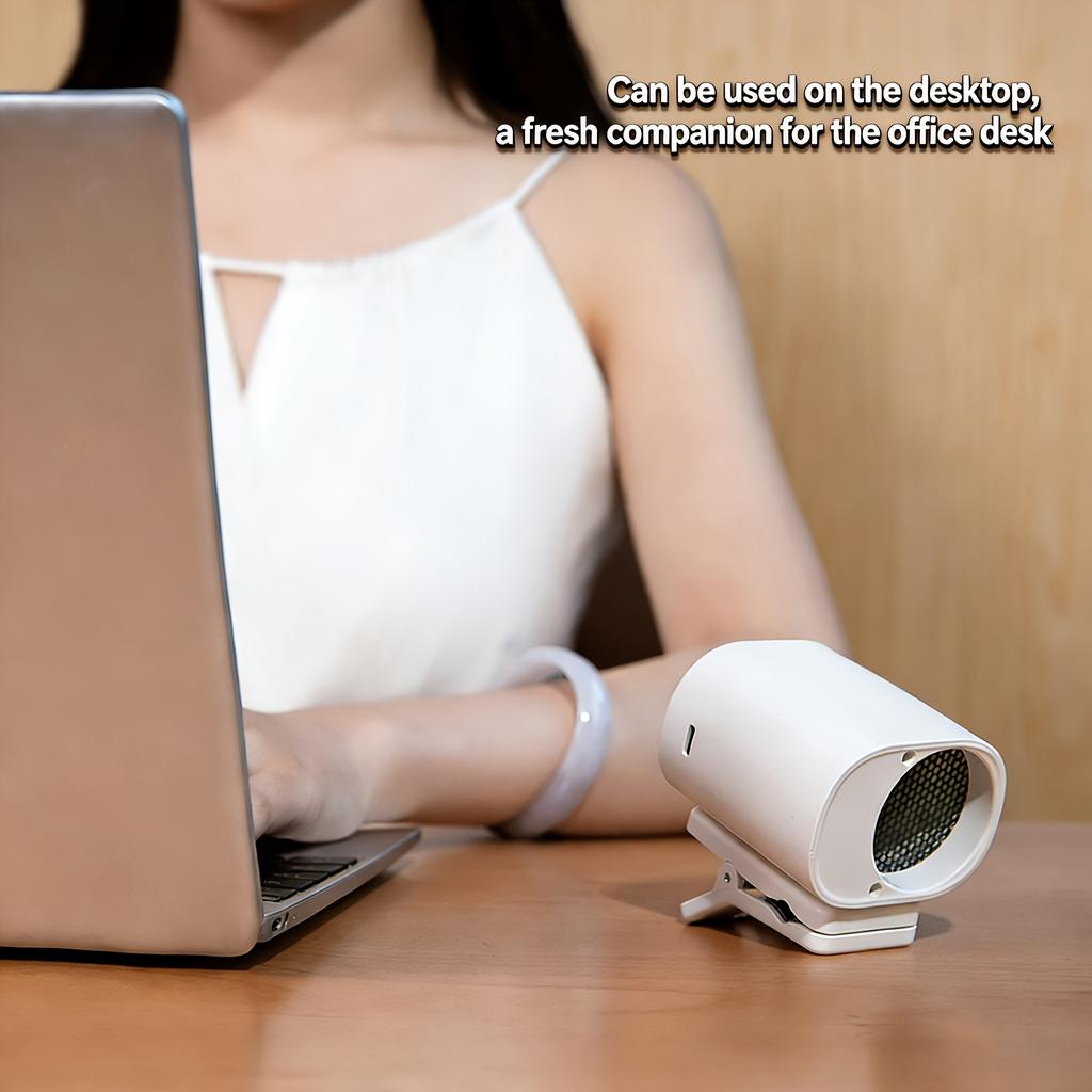 Portable Mini Fan, High-capacity High-speed USB Rechargeable Long-lasting Digital Display, Waist-mounted Fan/Desktop Fan