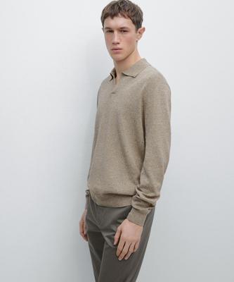Masimodutti Cotton Blend Knit Polo Neck Sweater