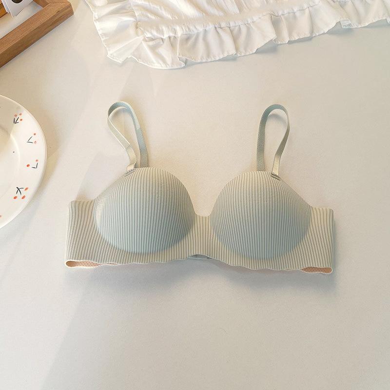 Ladies' Striped Design, Half Cup Bra Without Steel Ring, Gathering Bra, Lifting and Anti Sagging Underwear