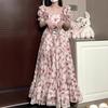 French Small Fragrant Wind Floral Design Sense Age-reducing Coffee Break Skirt Summer Small Platycodon Beautiful Dress Women