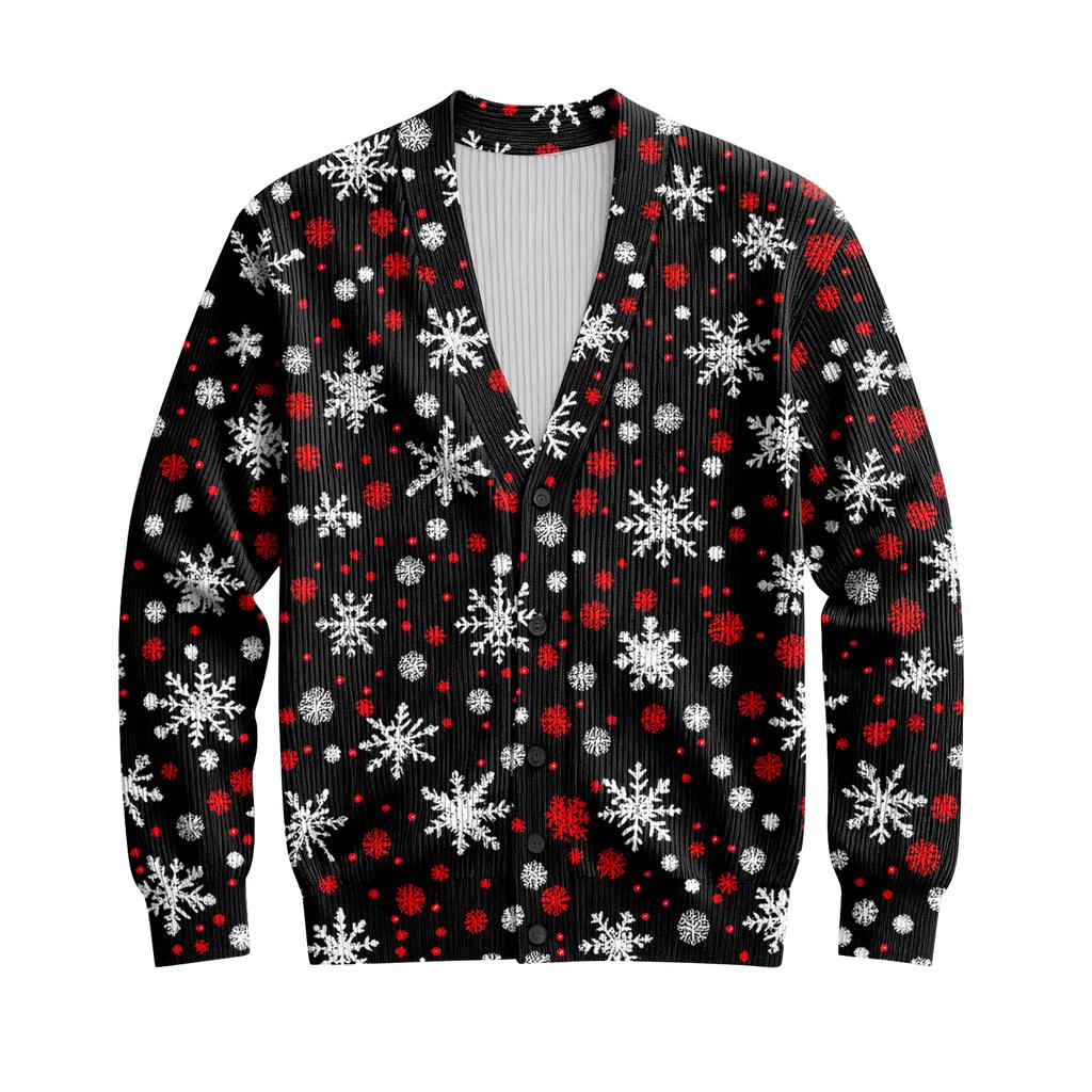 Ribbad långärmad kofta för män