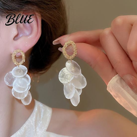 Drop Earrings Set 1 Pair Women Round Shell Tassel Decor