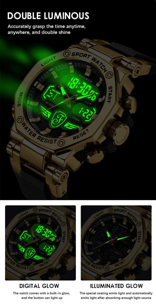 FOXBOX Multifunctional Waterproof Sports Watch for Men & Women, Luminous, Fashionable, Ideal for Commuting