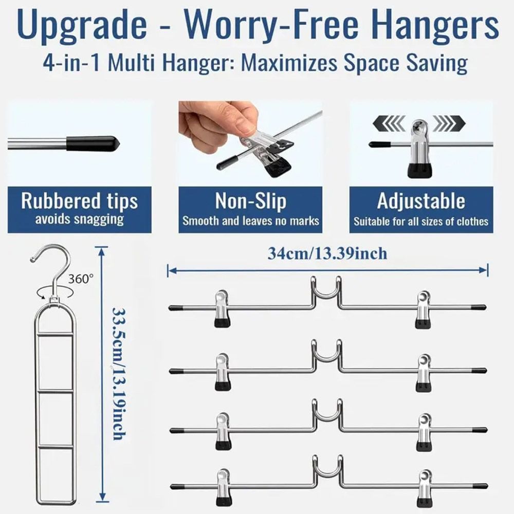 Non Slip Tips Multi Layer Hanger Metal Skirt Hanger New Trouser Hanger  Closet Organization