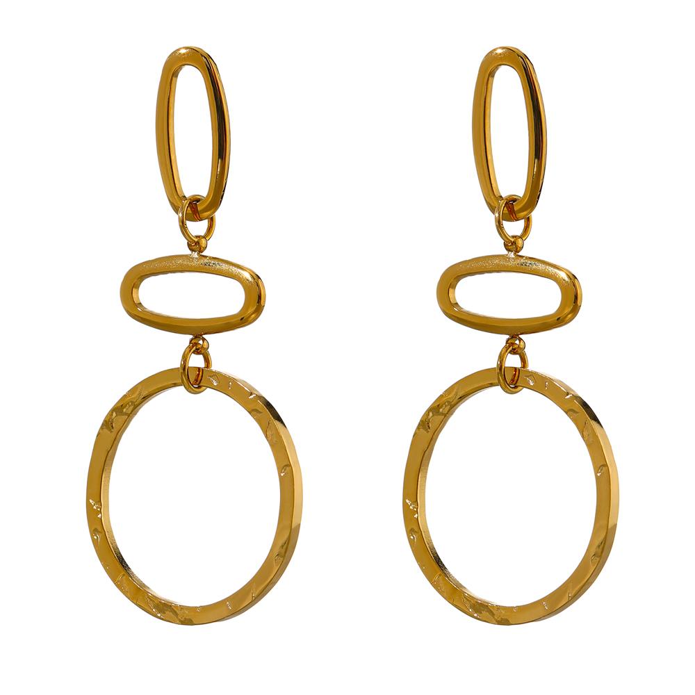 Yhpup Minimalist Geometric Long Dangle Earrings Gold Color Stainless Steel Earrings Women Metal Texture Summer Earrings Jewelry