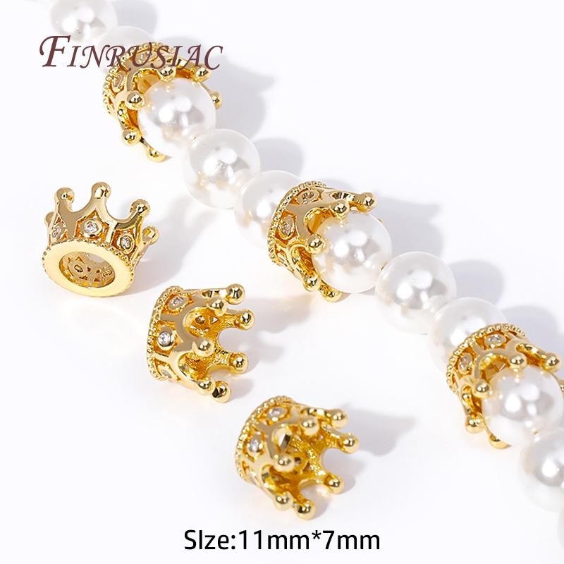 

Trendy 18K Gold Plated Brass With Zircon Crown Shape Spacer Beads,Separators For Beads,DIY Jewelry Making Supplies Wholesale 2 pcs