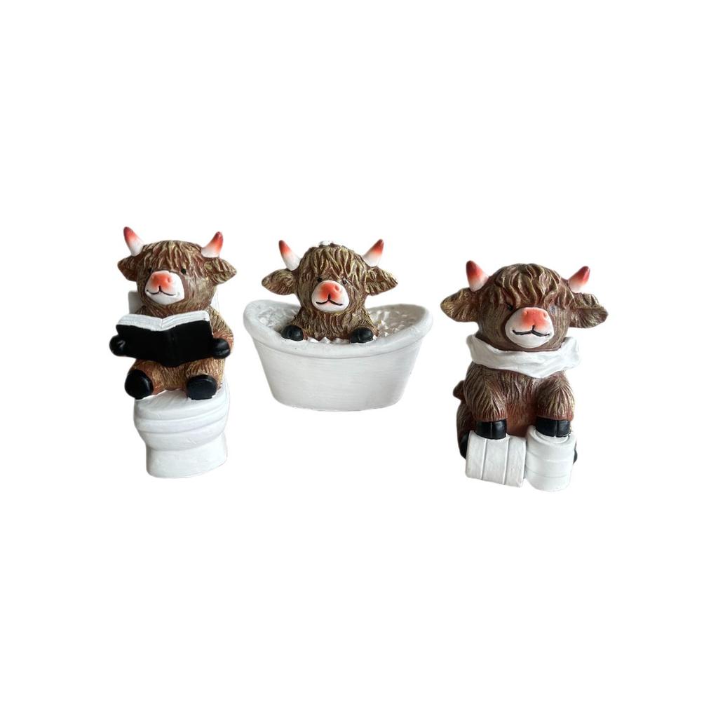 Highland Cow Resin Statue: Creative Festival Bathroom and Home Decoration Gift