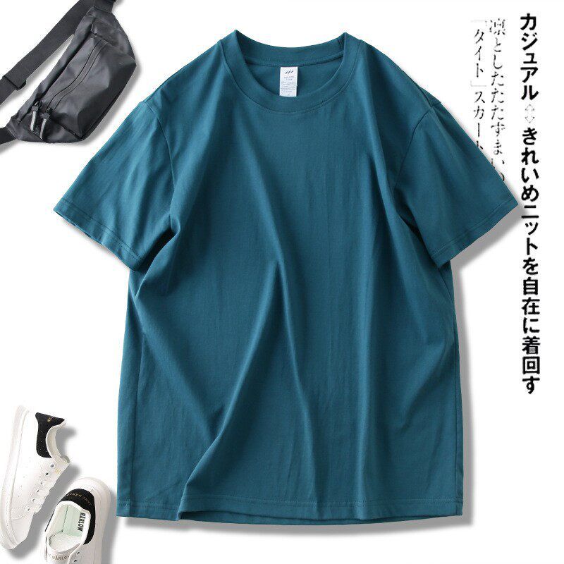Big Sale Leak-Picking Export Men's Cut Label Tail Single Pure Cotton Short Sleeve T-Shirt Summer Solid Color Basic Half Sleeve Bottoming Shirt