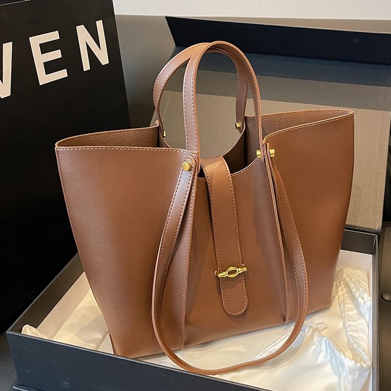 

Модная простая женская сумка-тоут большой емкости, новая повседневная сумка из искусственной кожи на одно плечо, однотонная текстурированная сумка (30cm<Max Length<50cm)