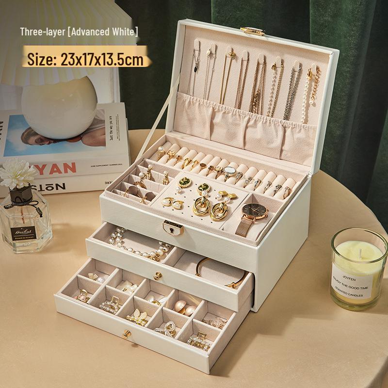 Three-Layer Acrylic Jewelry Box with Anti-Oxidation and Large Capacity Storage for Rings