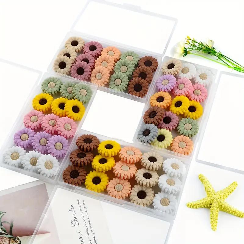 5/15PCS Multi-color Daisy Silicone Beads, 20mm, Suitable for DIY Pen Bead Bracelets, Necklaces, Keychain Accessories, Etc