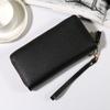 New Fashionable Double-layer Double-zipper Wallet Soft Leather Lychee Pattern Clutch Bag Niche Women's Long Mobile Phone Bag