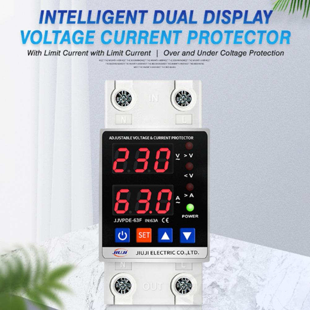 Automatic Reset Voltage Protector 40A/63A 220V Overvoltage Over Current Protection Device Din Rail for Home Office Appliance