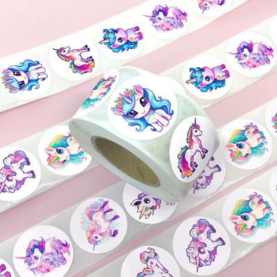 500 Hojas/Rollo Dibujo Animado Lindo Unicornio Rollo Rollo Pegatina Decoración de Empaque de Regalo Pegatina Selladora Punto
