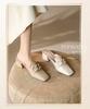 Square Head New Summer Bag Head Half Slippers Cool Slippers Fashion Casual Temperament Medium Heel White Muller Thick Heel