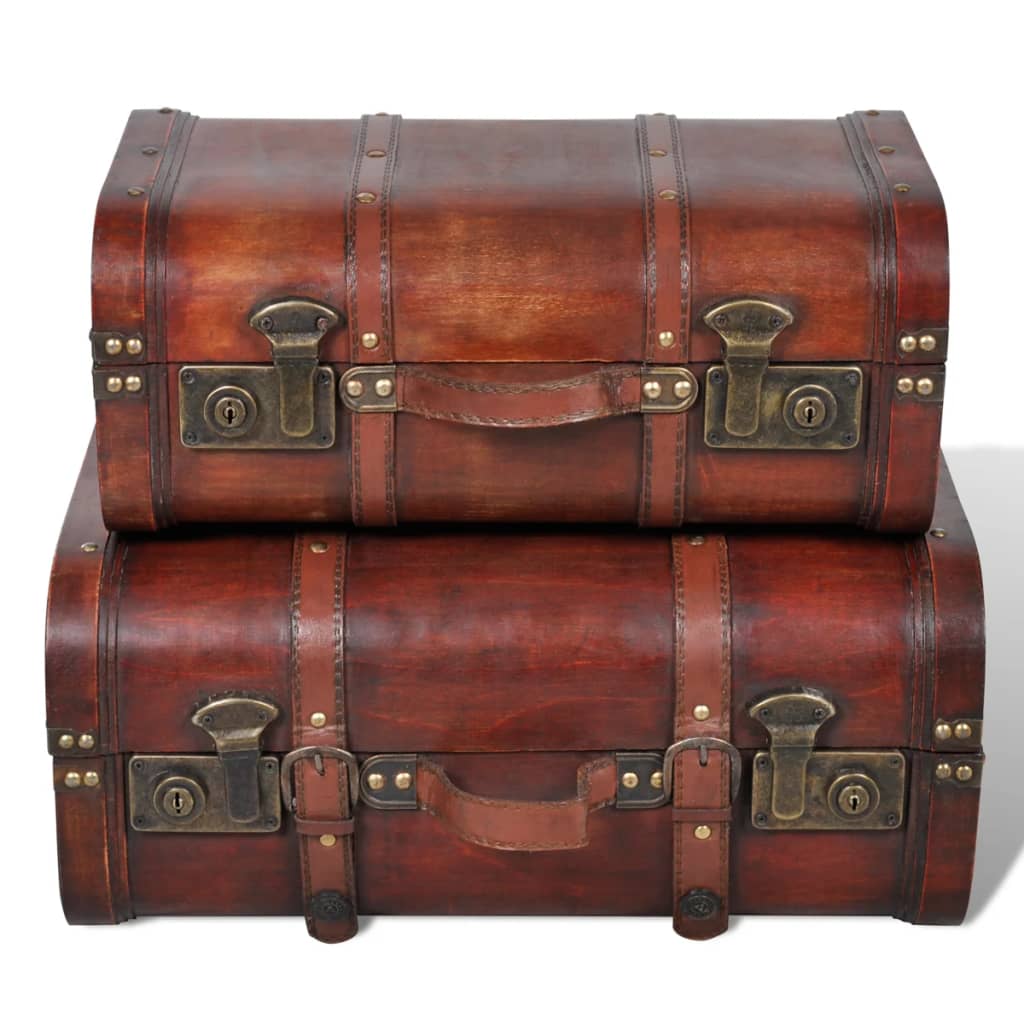 Vidaxl Marron Coffre De Rangement Vintage Bois 2 Pcs - Image 4