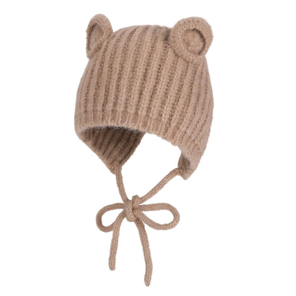 Thicken Ear Protection Hat Keep Warm Overhead Cap Fashionable Bear Ear Knitted Hat  Adult