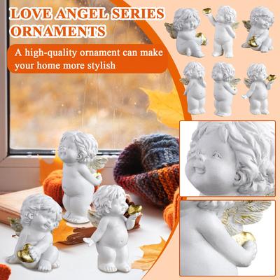 Pryskyřičná Imitace Sádry Srdíčkový Stolní Ornament Malého Andělíčka, Styl Postava Domácí Dekorace Socha