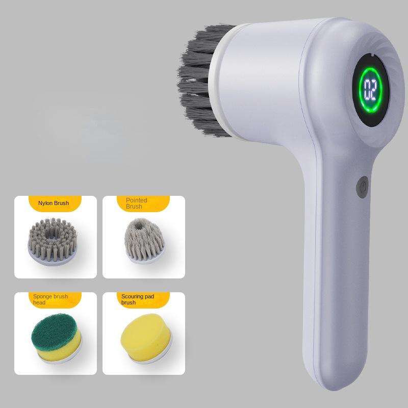 

New Household Kitchen 2nd Gear Electric Spin Scrubber Cordless Shower Room Scrubber Cleaning Brush with 4 Replaceable Brush Head