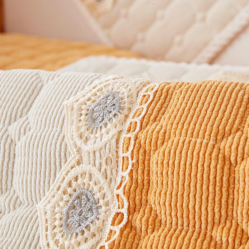 Corduroy Soft Thickening Sofa Cushion Winter Plush Anti Slip Anti Cat Scratch Cushion Solid Color Lace Sofa Cover Cover Cloth