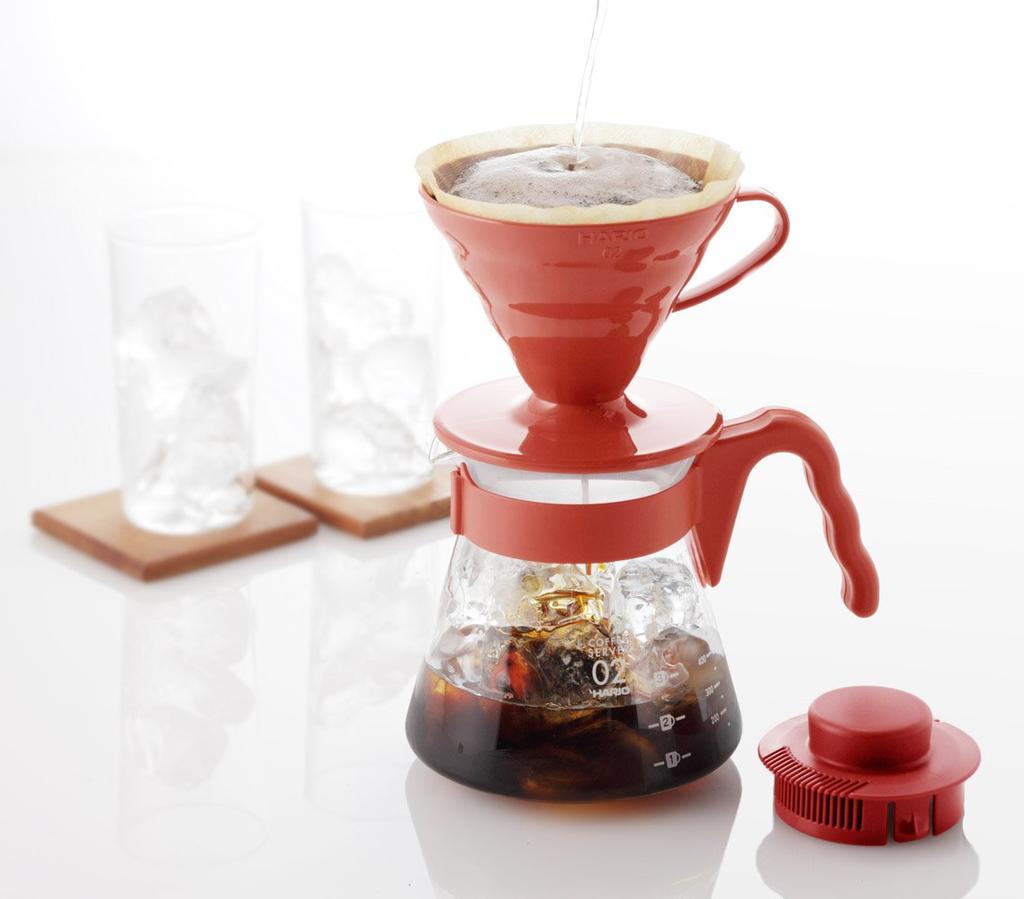 HARIO V60 02 Coffee Server Set, Coffee Drip, 1-4 Cups, Red, VCSD-02R
