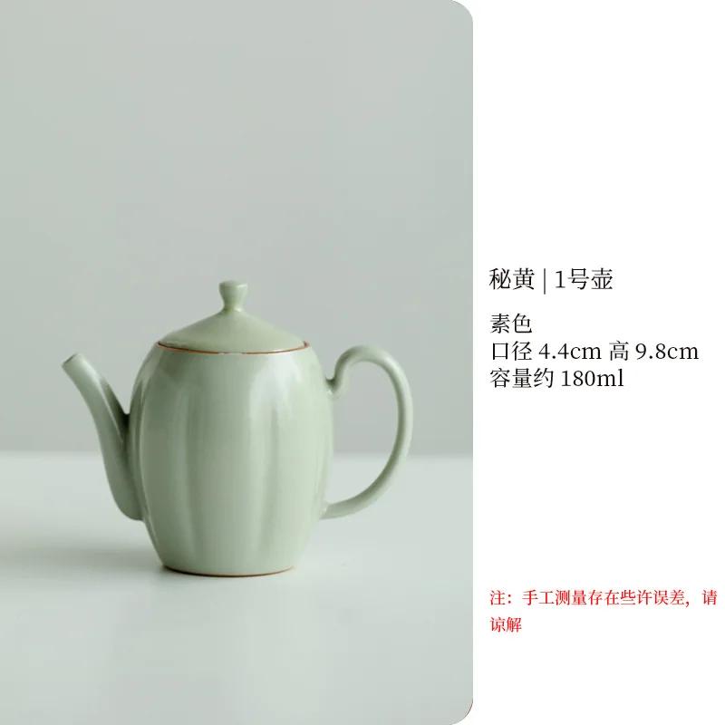 Antique Secret Yellow Ru Kiln Teapot Luxury Flower and Bird Pot Tea Brewing Kettle Cha Kung Fu Teaware Drinkware Supplies Craft