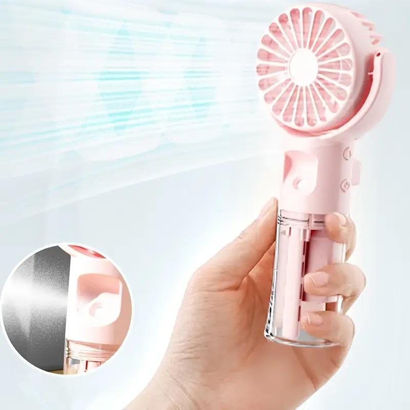 Portable hand-held spray fan with humidifier -4-speed adjustment, USB charging small fan, suitable for office or travel